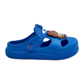 Pantuflas infantiles de espuma con adorno, azul opleia
