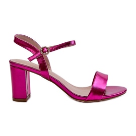Sandalias Tacón Metalizado Fucsia Glindra rosado