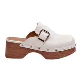 Zuecos de mujer con hebilla, Blanco Seprilla