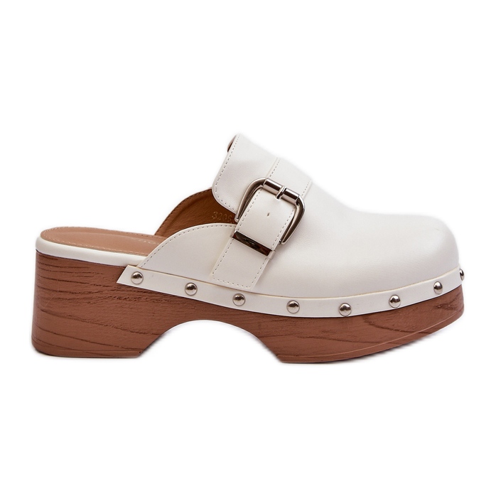 Zuecos de mujer con hebilla, Blanco Seprilla Zuecos de mujer con hebilla, Blanco Seprilla