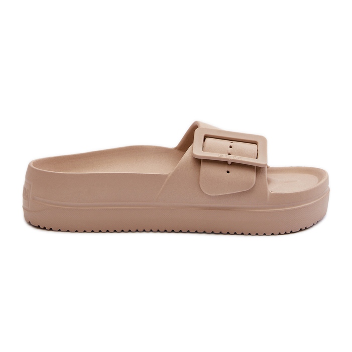 Chanclas de Mujer de Espuma con Plataforma y Hebilla Big Star NN274A666 Beige