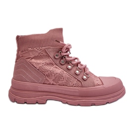 Zapatillas deportivas de mujer con parte superior elástica, rosa Kalyne rosado