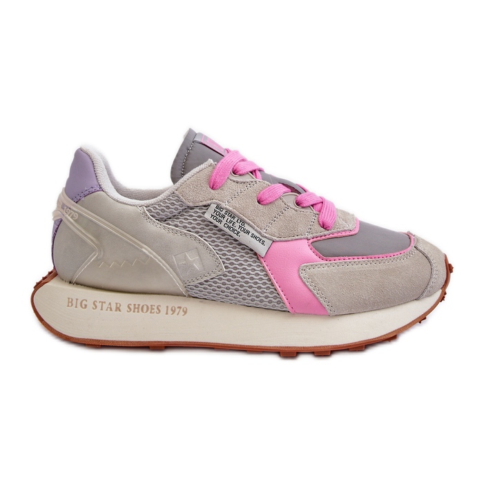 Zapatillas de Mujer con Sistema Memory Foam Plataforma Big Star NN274680 Gris-Rosa