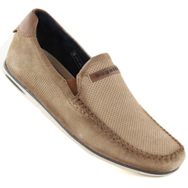 Zapatos de piel ante mocasines cómodos para hombre beige Bugatti NN153433