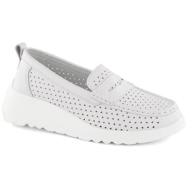 Zapatos cómodos de mujer en piel calada blanco S.Barski LR509
