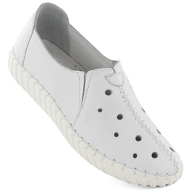 Zapato slip-on mujer piel calado blanco Artiker 54C0560
