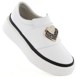 Deportivas mujer piel slip-on con plataforma, blanco Artiker 54C1855