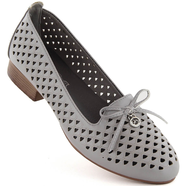 Zapatos de mujer de tacón bajo calados gris Jezzi ASA178-5