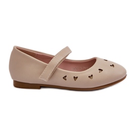 Bailarinas infantiles con corazones, cierre con velcro, beige Danaella
