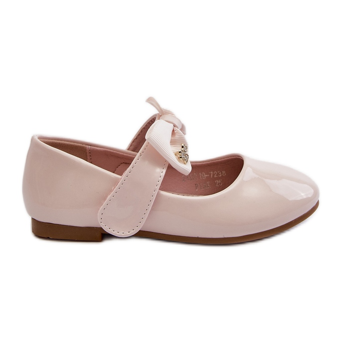 Bailarinas infantiles de charol con lazo de velcro, rosa, gato rosado