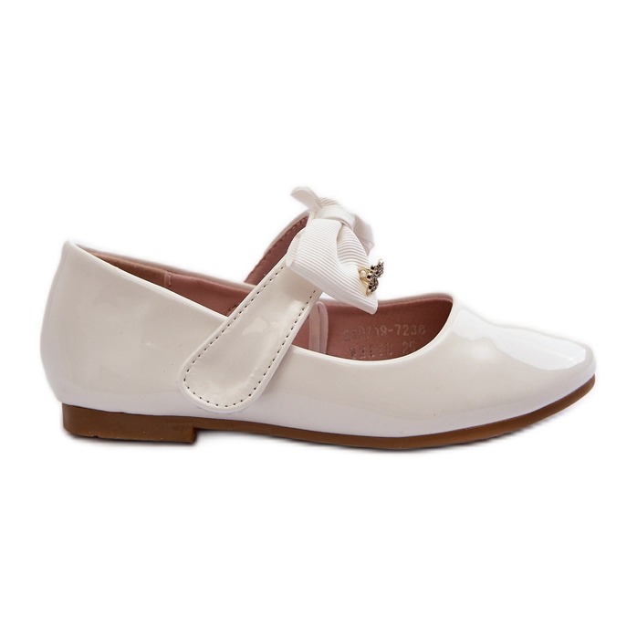 Bailarina infantil charol blanco con lazo velcro