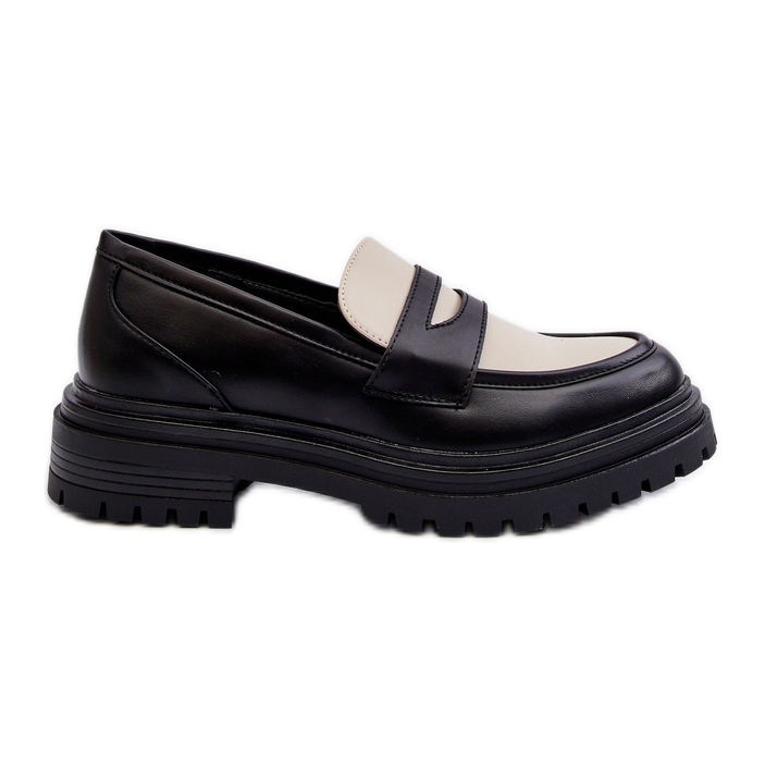 Mocasines de mujer con tacón plano y plataforma negro Kaldira