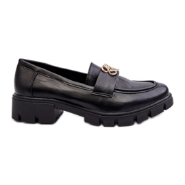 Jezzi Mocasines de mujer elegantes con decoración dorada, negro Tosisa
