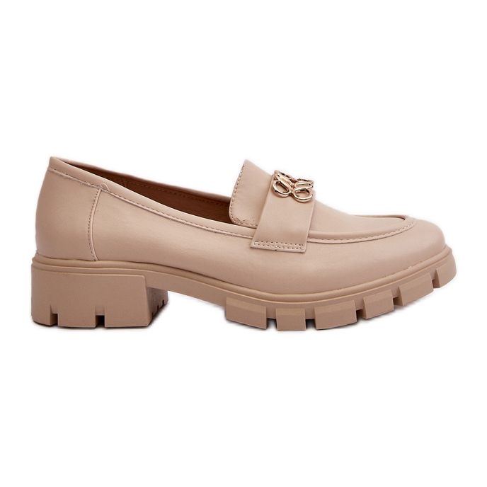 Elegantes Mocasines de Mujer Beige con Decoración Dorada Tosisa