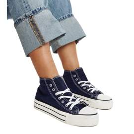 Zapatillas altas azul marino con suela gruesa de Bagy