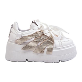 Zazoo 2F-7033 Zapatillas con plataforma enorme blanco y dorado