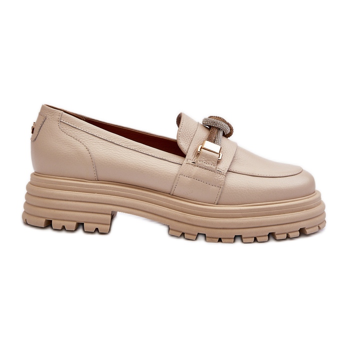 Mocasines Mujer Piel Con Adorno Laura Messi 2780 Beige