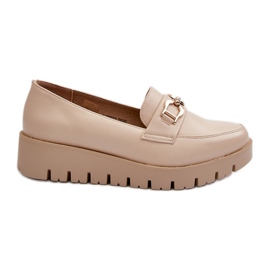Mocasines Mujer Plataforma Con Adorno, Beige Claro Kaldina
