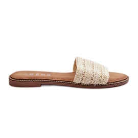 Sandalias de mujer con tacón plano trenzado, radianes beige claro