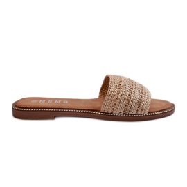 Chanclas de mujer Beige Radians con tacones planos trenzados