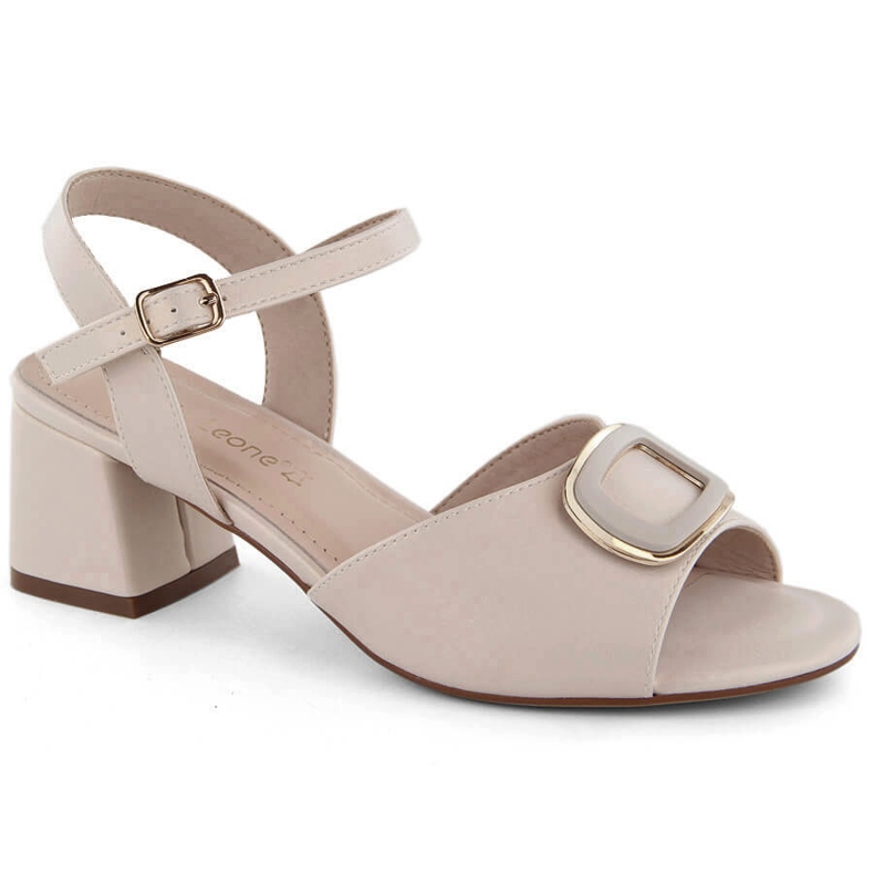 Sandalias elegantes de tacón para mujer beige perla Sergio Leone SK891