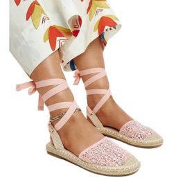 Alpargatas de encaje rosa con tacón abierto Teha