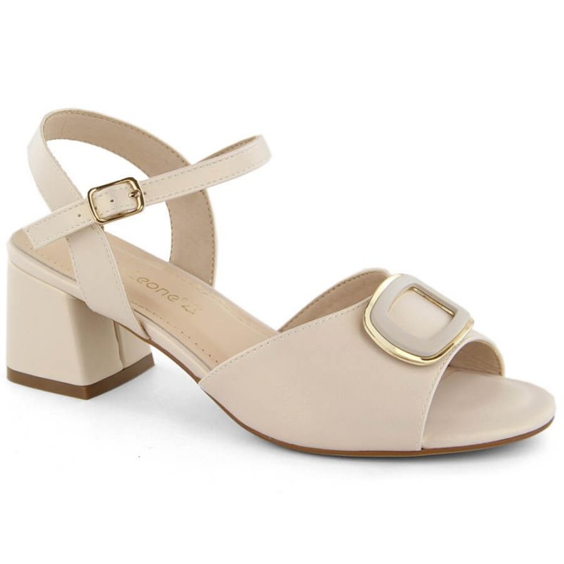 Sandalias elegantes de tacón Sergio Leone W SK435B, beige perla
