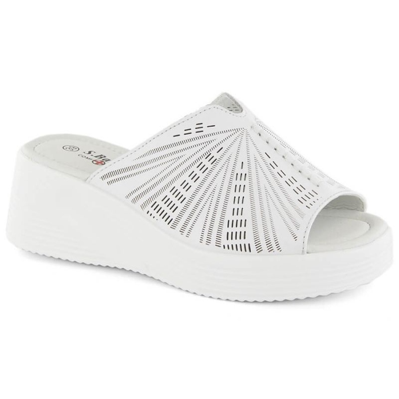 Mules de piel con cuña S.Barski W OLI255A blanco
