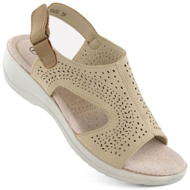 Sandalias caladas con cierre adhesivo Potocki W WOL239 beige Sandalias caladas con cierre adhesivo Potocki W WOL239 beige