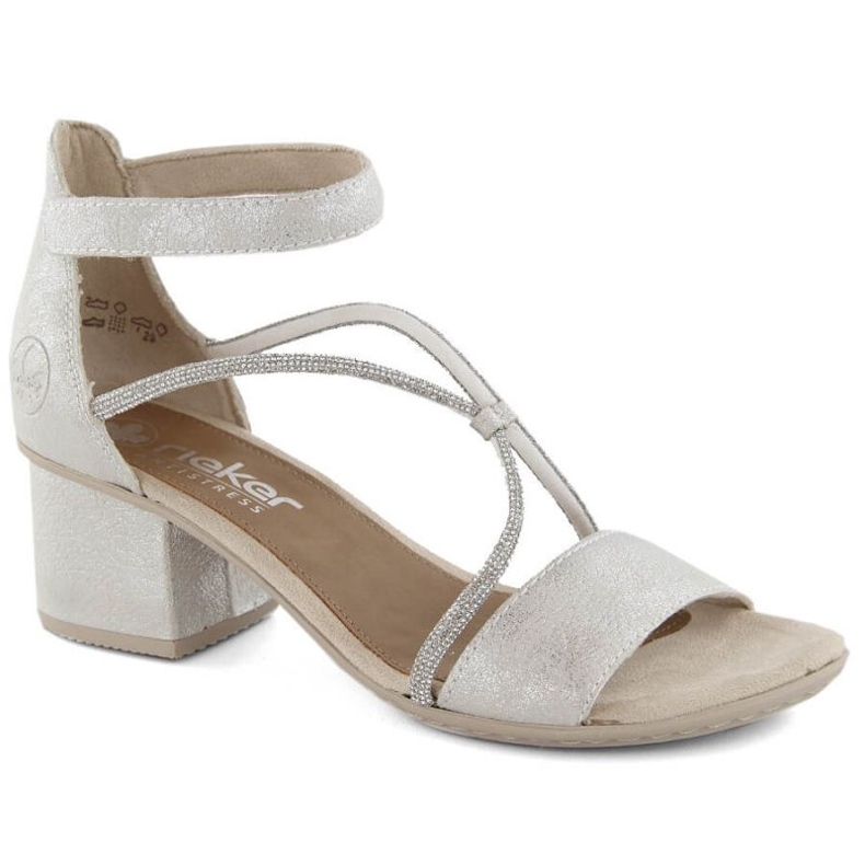 Sandalias cómodas de tacón Rieker W RKR689, plateado