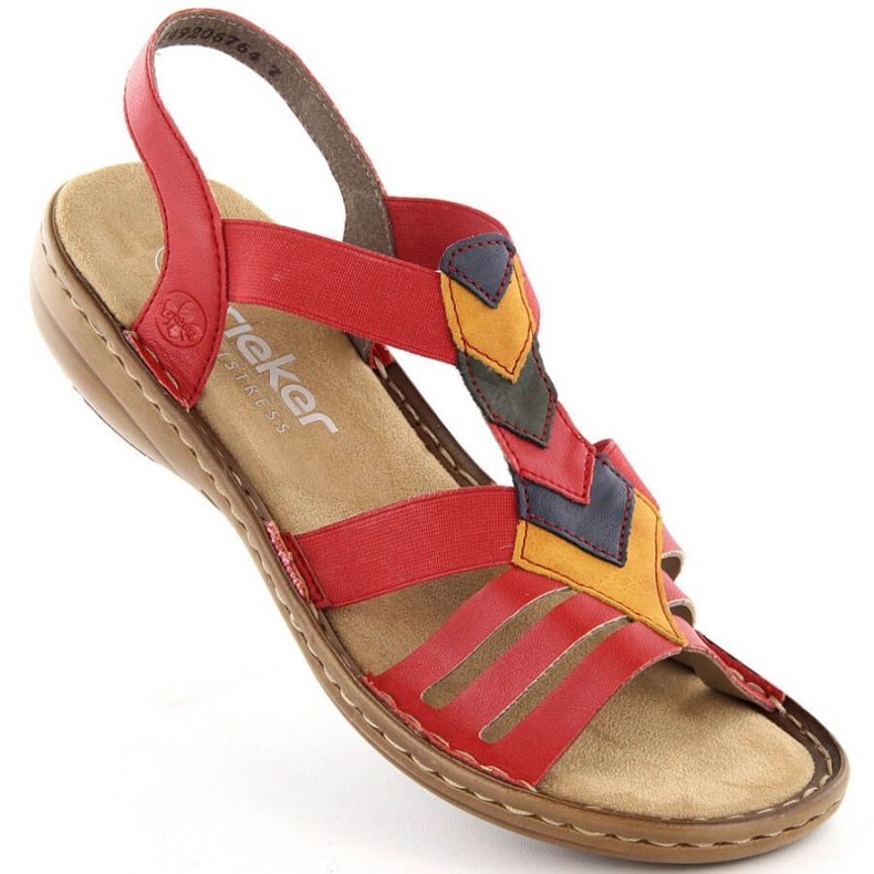 Sandalias cómodas con gomas elásticas Rieker W RKR690 rojo