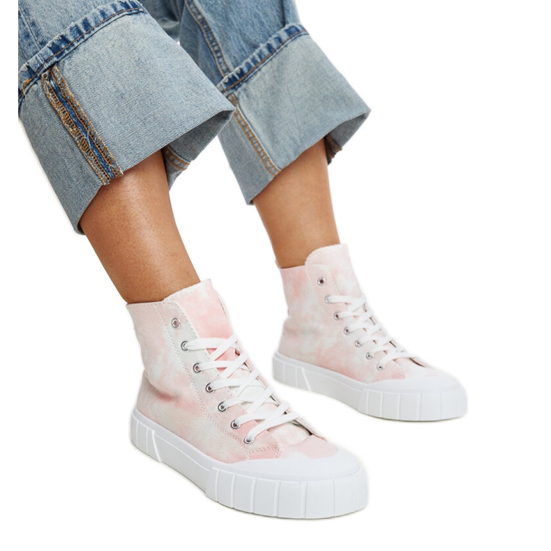 Zapatillas altas Raissa de tela rosa rosado