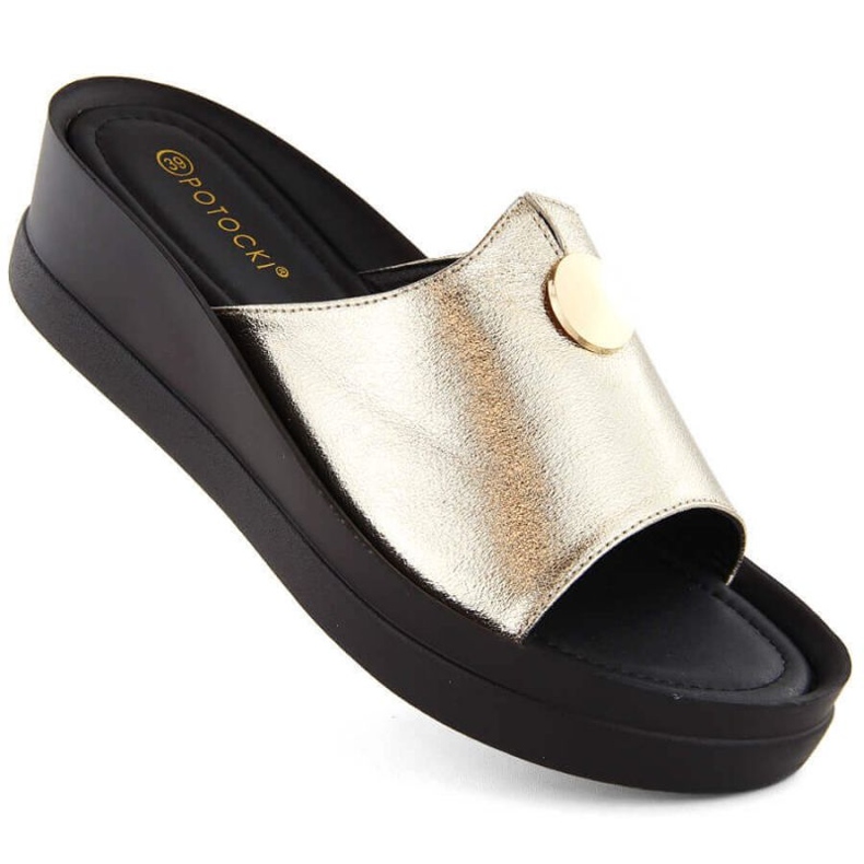 Mules Potocki W WOL236 con cuña dorada dorado