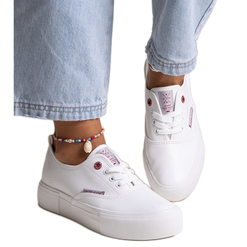Zapatillas de mujer blancas con suela gruesa, Cross Jeans blanco