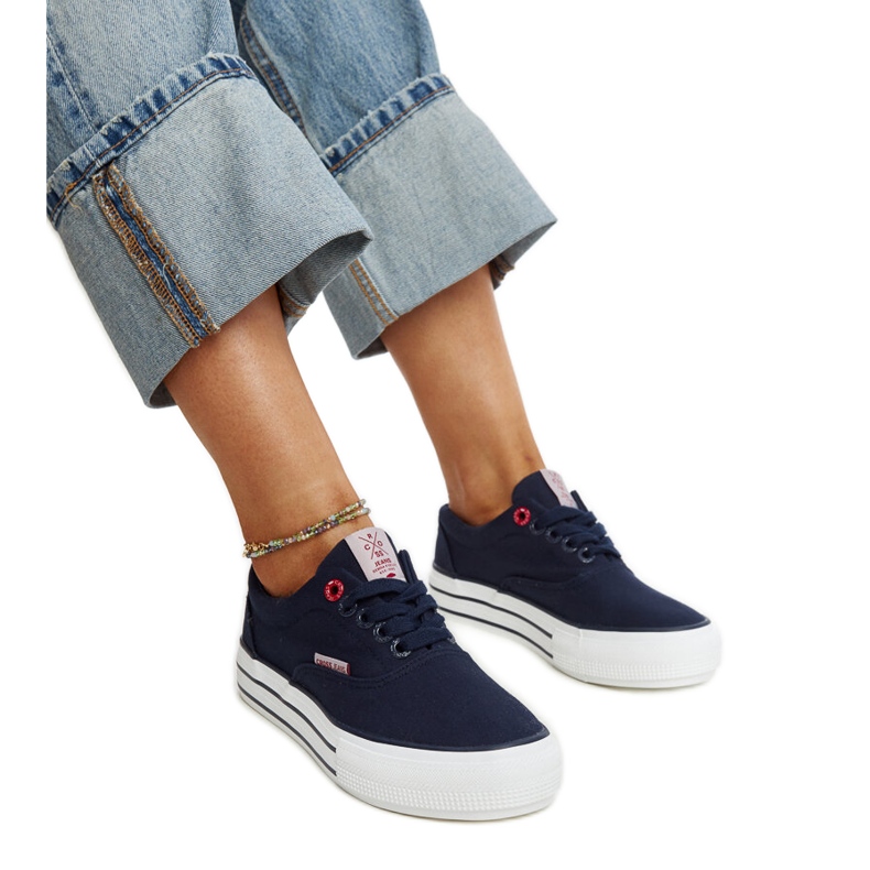 Deportivas de mujer azul marino con suela gruesa, Cross Jeans