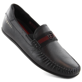 Zapatos de hombre cómodos de piel, mocasines negros, Bugatti NN153216