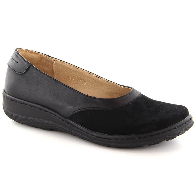 Zapatos cómodos sin cordones para mujer en piel, negro Helios 426.0001.011