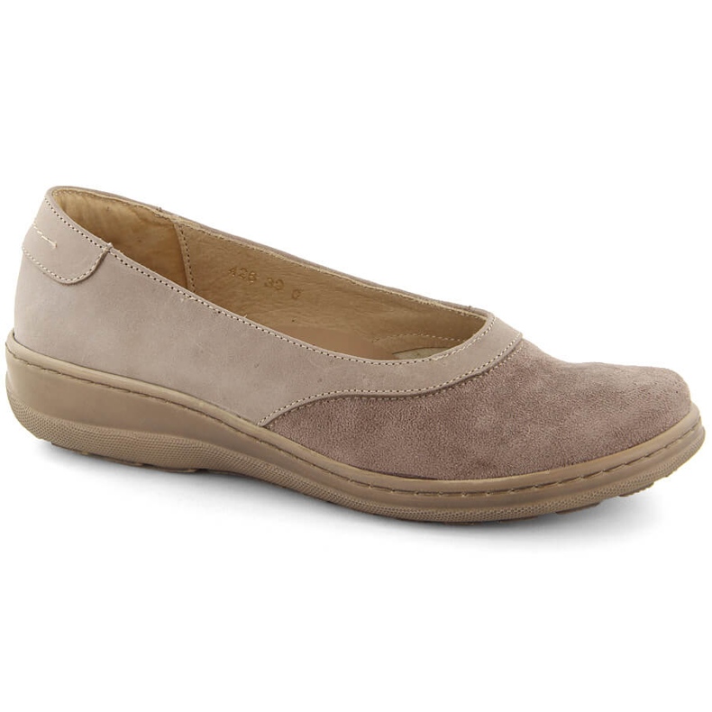 Zapatos cómodos sin cordones para mujer en piel, beige Helios 426.002.02