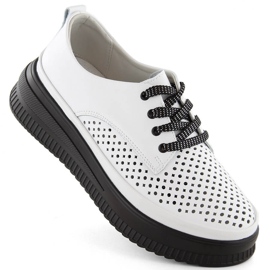 Zapatos mujer piel calados con plataforma, blanco Artiker 54C1708