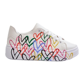 Zapatillas Mujer Con Corazones Blanco Claral