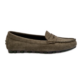 Mocasines Clásicos De Ante Mujer Glimris Verde Oscuro