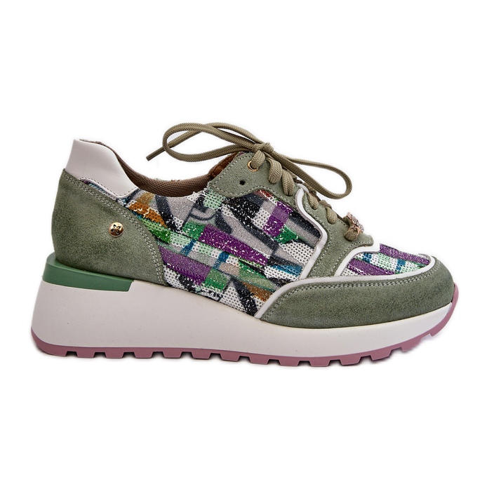 Zapatillas de Mujer de Piel con Plataforma Maciejka 06390-09 Celadon verde