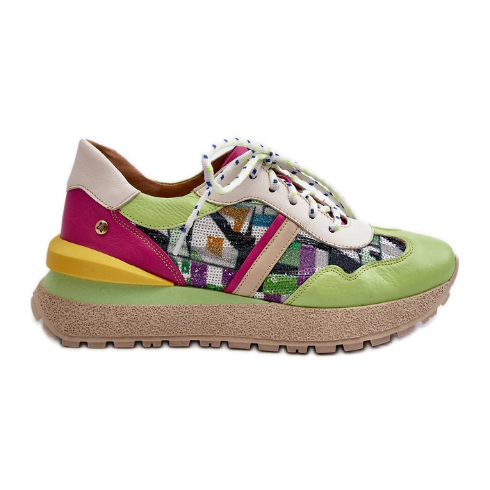 Zapatillas Mujer de Piel con Plataforma Maciejka 06322-09 Verde-Rosa