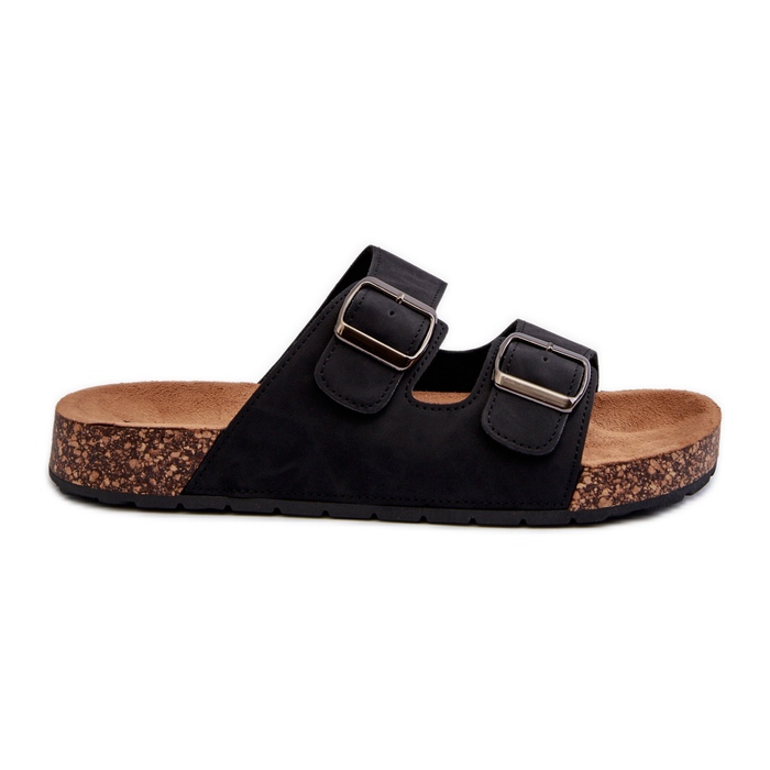 Chanclas de hombre con suela de corcho, Negro Rosawia