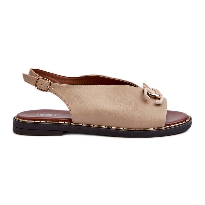 Sandalias De Mujer Tacón Plano Con Decoración, Beige Loraeleh