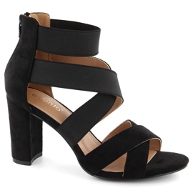 Sandalias de mujer con tacón y elásticos, negro eVento 6964
