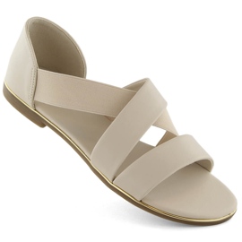 Sandalias slip-on de mujer con banda elástica beige Jezzi 3882
