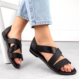 Sandalias slip-on de mujer con banda elástica, negro Jezzi 3882
