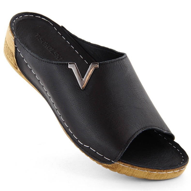 Chanclas mujer piel negra T.Sokolski L211 negro