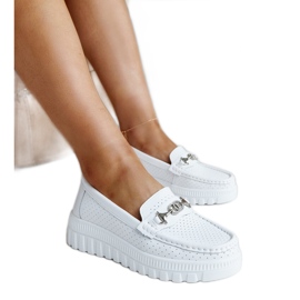 Mocasines mujer piel blancos